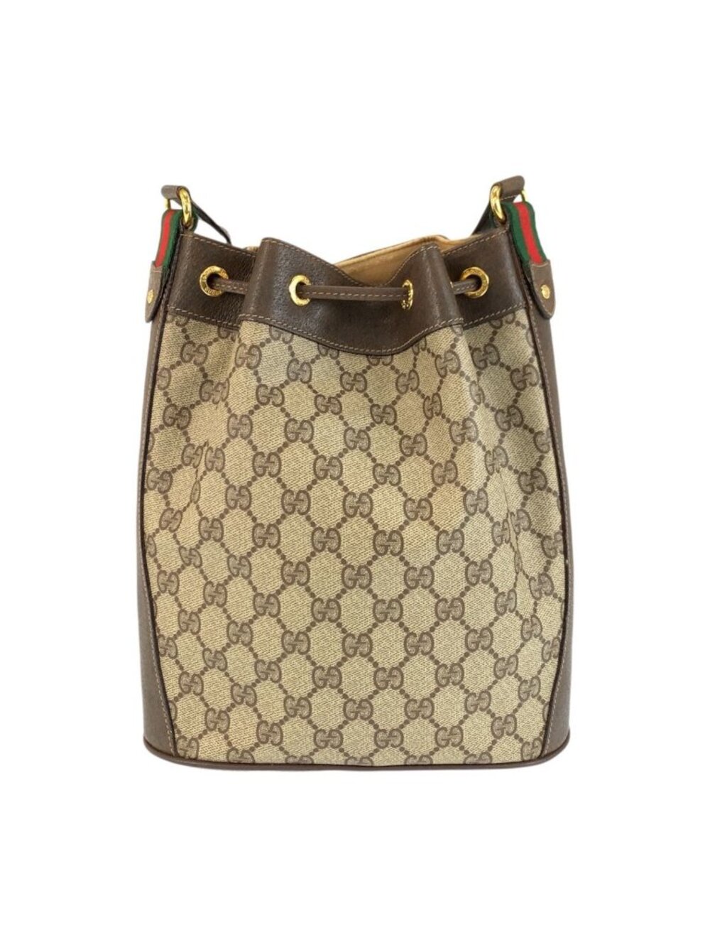 Gucci Vintage Sherry Line Beige Brown GG Supreme Canvas Shoulder Bag - Picture 2 of 9